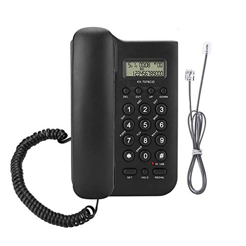 Yoidesu KX-T076 Wired Telephone Landline Phone with Caller ID, Corded Home Phone Wall Mounted Phone Wired Telephone Fixe Desktop Landline Telephone for Home Hotel (Black)