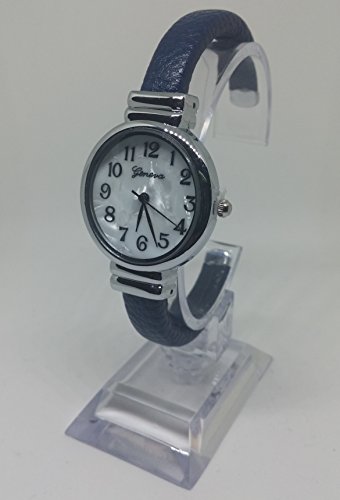 Geneva Navy Blue Quartz Snake Skin Style Bangle Cuff Watch Mother Of Pearl Face #TOP4