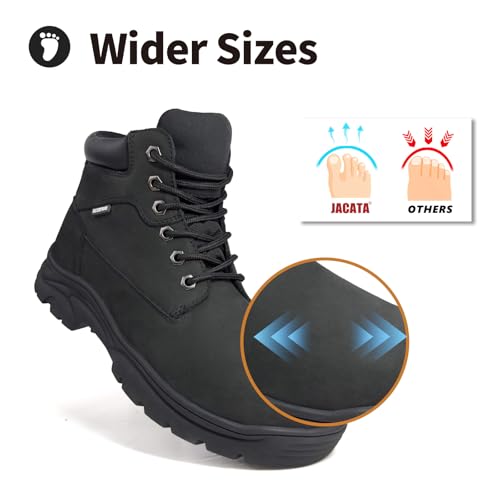 Image of Jacata Work Boots for Men Waterproof Leather Non Slip Resistant Mens Industrial Construction Boots Soft Toe botas de trabajo para hombre