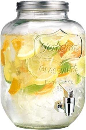 BUYER'S CHOICE Glass Transparent Mason Jar Beverage Dispenser, Glass Air Tight, Liquor Dispenser Beer Dispenser, Cold Water Pitcher,4 Liter - (1 Piece)
