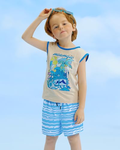 Image of maamgic Boys Swim Trunks with Compression Liner Quick Dry Swim Shorts Anti-Chafe Boy Bathing Suit
