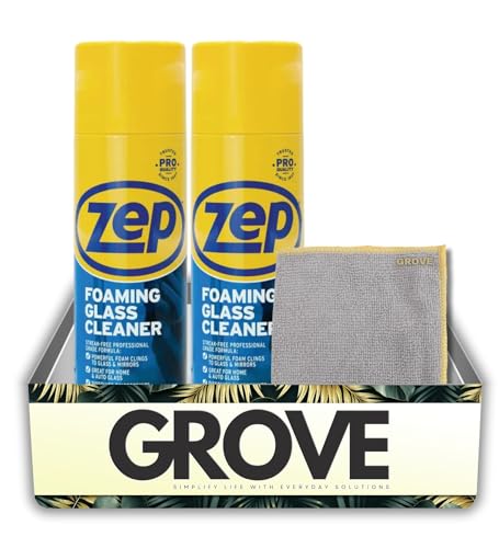 Zep Mint Scent Glass Cleaner 19 oz Liquid Bundle with Microfiber Cloth – Cleans Glass, Windows, Mirrors, and More with a Refreshing Mint Scent – Gift Set (3 Items)