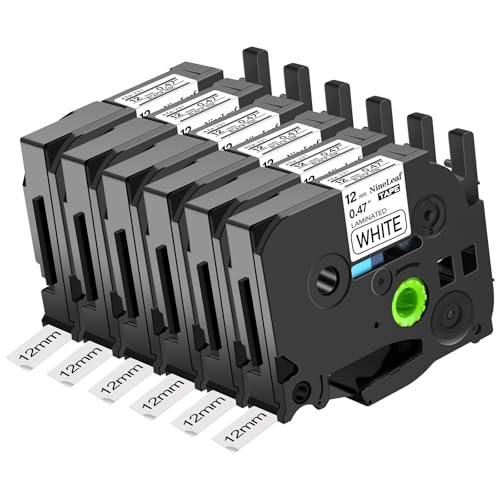 NineLeaf 6x Compatible avec Brother Ruban TZe-231 Laminated 12mm 0.47 Noir sur Blanc Recharge TZE Ruban pour Etiqueteuse Brother P-touch H110 H107B 1000...