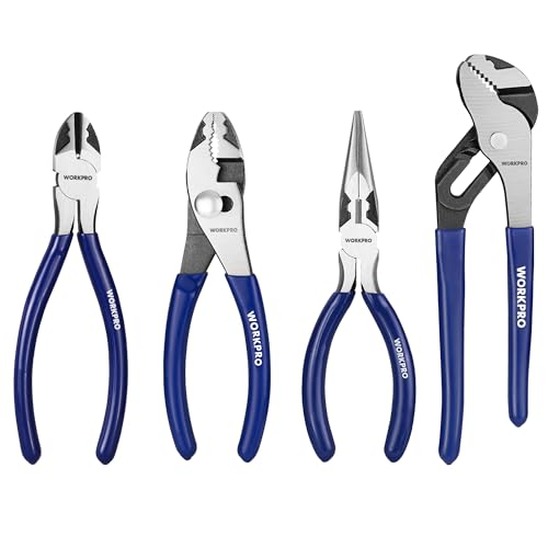 WORKPRO Pliers Set, 4-Piece Professional Hand Tool Pliers – 6' Needle Nose, 6' Slip Joint, 8'...