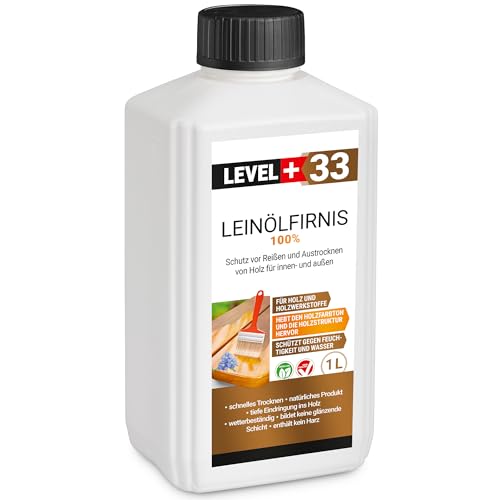Leinöl Firnis 1 Liter, Holzschutz, Doppelt Gekocht, Holzpflege, Holzöl, Schnelle Trocknung, Natürlicher Holzschutz, Harzfrei RM33