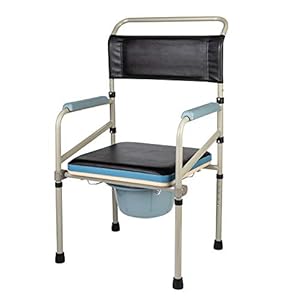 VONOYA Toilet seat for adults adjustable in height, Bed commode chair with cover padded seat and armrests, Toilet seat home care for seniors / with disabilities, Commode potty chair with non-slip feet, Black and blue