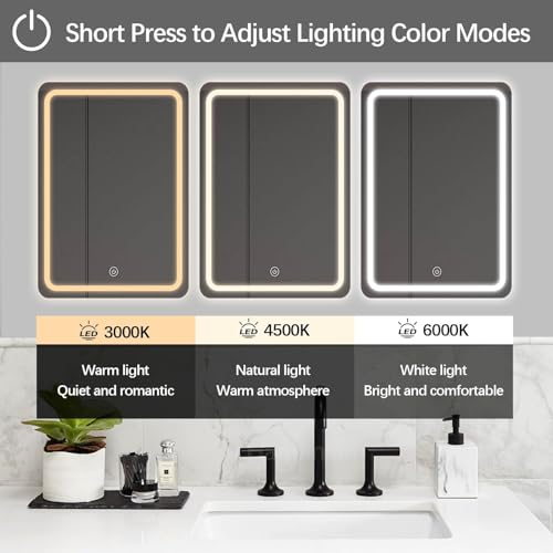 Miroir de maquillage avec éclairage LED variable et cadre métal