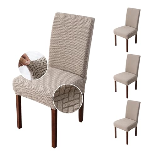 Genina Chair Covers for Dining Room Set of 4 Dining Chair Cover Stretch Kitchen Parsons Chair Covers,Khaki
