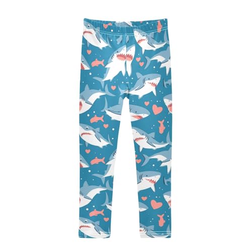 Cute Sharks Girls' Leggings Toddler Doodles Hearts Kids Yoga Pants Dance Active Tights 4T