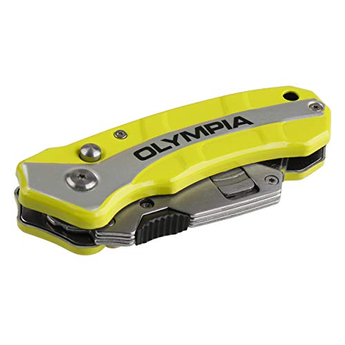 Olympia Tools Hi-Viz Turbofold Utility Knife, Neon, 33-205 #TOP4