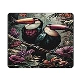 Alfombrilla de ratón Rectangular con diseño Floral de tucán y Jungla, Antideslizante, para Escritorio, 25 x 30 cm