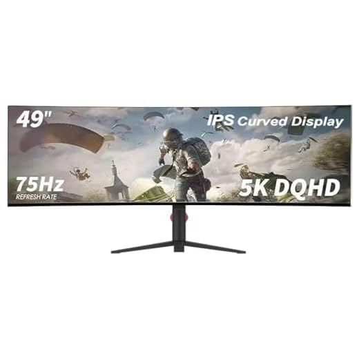 YOGAES Monitor de Jogos Ultrawide de 49 Polegadas Dual QHD (5120x1440) IPS Curvo,5K Monitor de 49 Polegadas, 5K. HDR 400, Alto-falantes Integrados, USB-C,Compatível com VESA 100x100mm, G-SYNC (75hz)