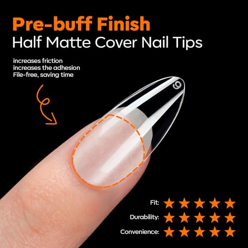 Image of Modelones Medium Almond Nail Tips Pre-shaped Full Cover Fake Nails Soft Gel