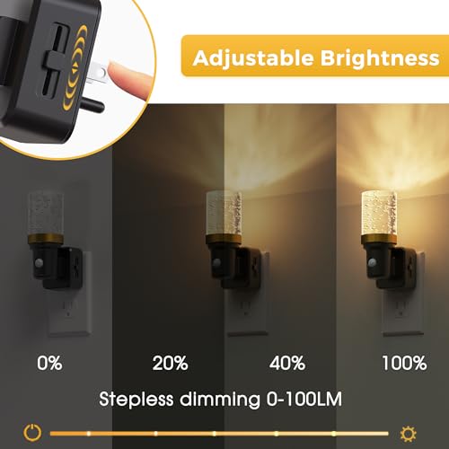 Image of L LOHAS LED Motion Sensor Night Light, Motion Activated Night Lights Plug into Wall, 0-100LM Dimmable Nightlight, 180Rotatable Plug in Night Light, 1W LED Bubble Nightlights for Bathroom Adults