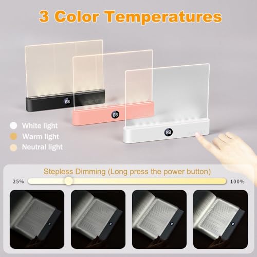 Image of Book Light, Rechargeable Clear LED Flat Reading Light with 3 Colors & Timer, Dimmable Panel Plate Lamp Book Full Page Light for Reading in Bed at Night, Funny Gifts for Readers Kids Women Men (Black)