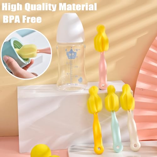Image of 4PCS Baby Bottle Brush Set - Milk Bottle & Nipple Cleaner with 4 Detachable Portable Scrubber Brushes