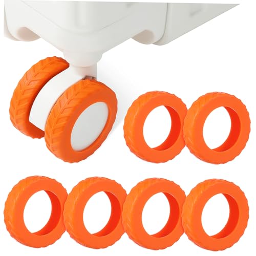 8pcs Silicone Luggage Wheel Protector Covers for Suitcases Noise-reducing Wheel Shields Large Orange for Enhanced Protection and Easy Installation