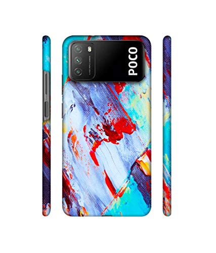 Image of Amazon Brand - Solimo Designer Blue and Red Brush Texture 3D Printed Hard Back Case Mobile Cover for Mi Poco M3