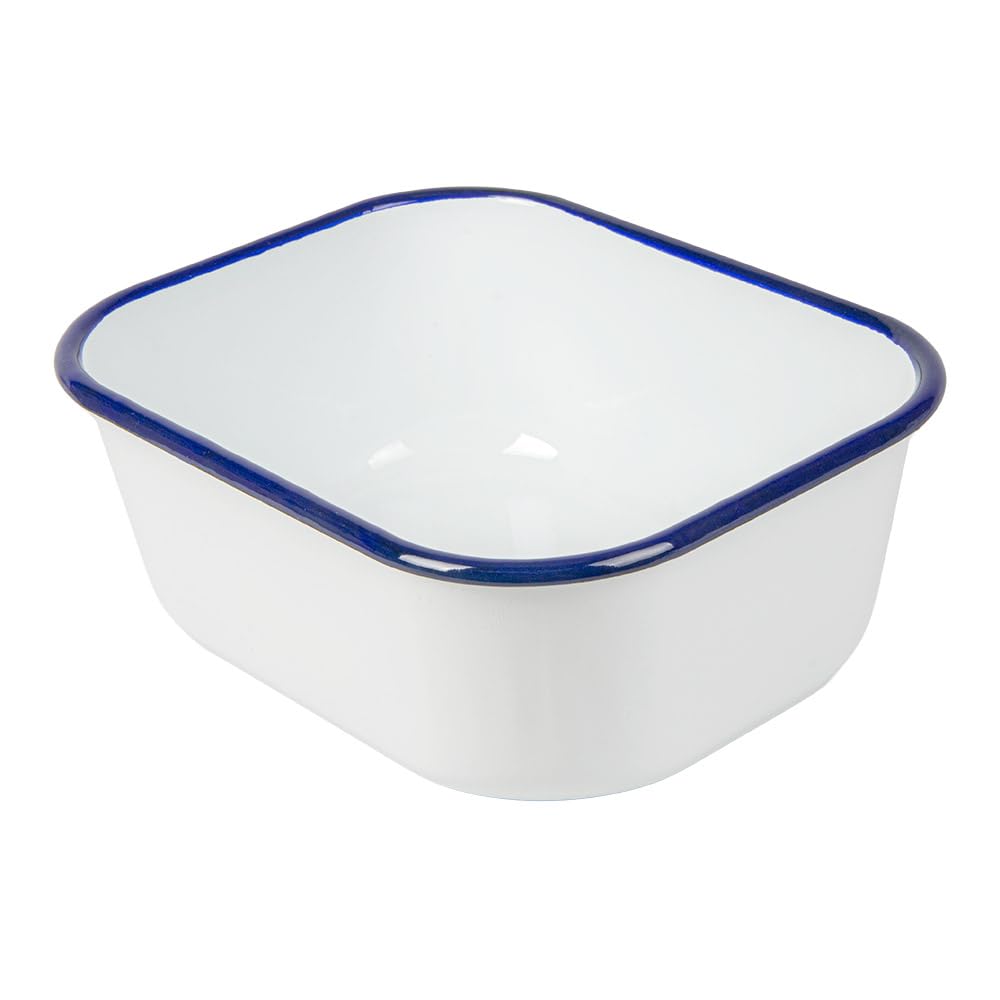 3 unità - Contenitori con coperchio 'Enamelware' 2100 ml 23,5 x 19 x 9 cm bianco ferro smaltato