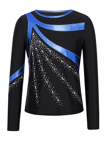 Xnihocha Kids Boys Figure Ice Skating Top Metallic Long Sleeve