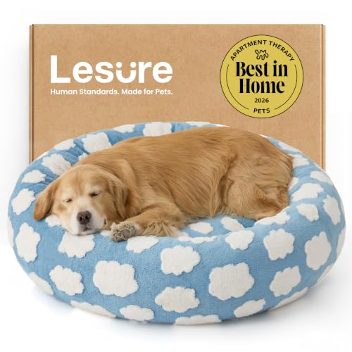 Image of LE SURE Shown on TV Jacquard Donut Dog Beds Extra Large,Blue 42x42x9in