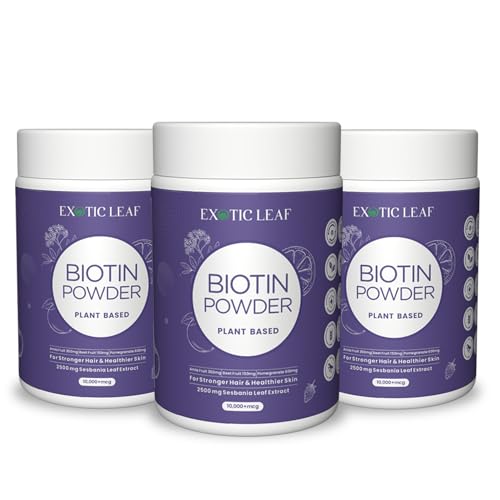 Image of Plant-Based Biotin Hair 10000mcg Supplement | For Men and Women | Hair Growth with Sesbania, Amla, Bamboo & Orange | Hair Control | Healthy Hair, Skin & Nails | 200g (Pack of 3)