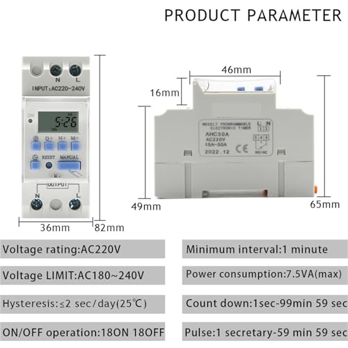 Relais temporisé THC15A interrupteur programmable pour rail Din 48V