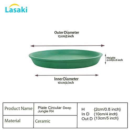 Image of Lasaki Round Ceramic Trays (Plates Saucers) for Pots, planters, Flower, Succulent(Set of 2,deep Jungle,4 inch) R4(Plants not Included)