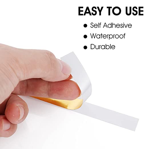Kalitus Tile Stickers Waterproof Self-Adhesive Floor Sealing Caulk Strip Golden Line Border Sticker Wall Seam Sealing Tape Gap Cover DIY Decoration for Living Room Kitchen Bathroom Bedroom 4