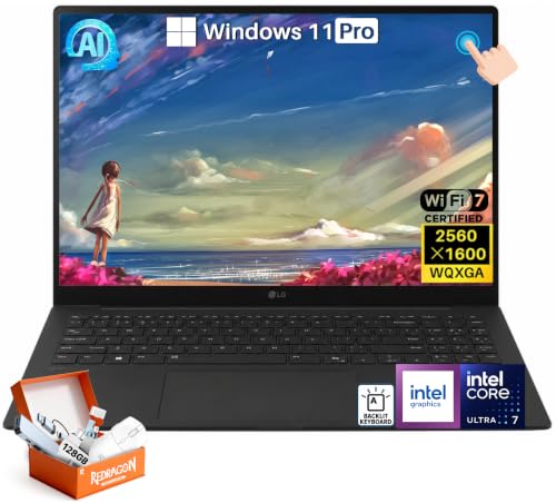 Image of LG gram Pro 16 Laptop 2026, 16 inch WQXGA IPS Touchscreen, Intel Ultra 7 355 AI CPU, 32 GB DDR5 RAM 1 TB SSD, Thunderbolt4, Ultra-Light Business Laptop, 28.5-Hour Battery, Windows 11 Pro, W /Accessories