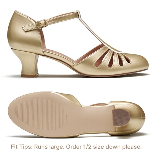 Image of 2 inch Character Shoes for Women,T-Strap 1920s Gatsby Flapper Dance Shoe