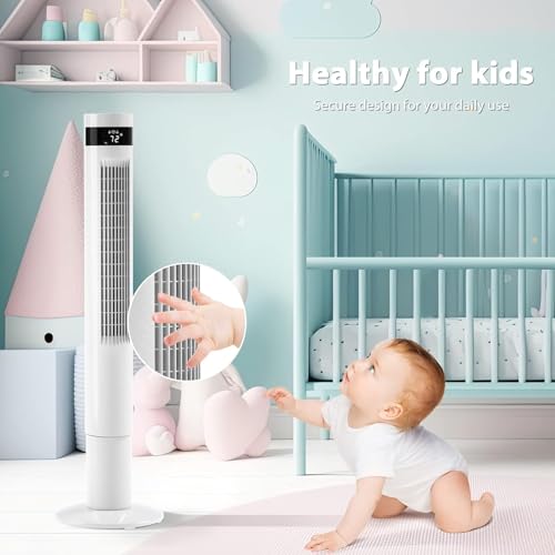 Image of Antarctic Star Tower Fan 85Oscillating Fan Quiet Cooling 12H Timer Remote Control Bladeless Electric 3 Speeds Wind 3 Modes, 42INCH, WHITE