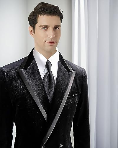 Men's Velvet Blazer Slim Fit Double Breasted Suit Jacket Tuxedo for Dinner Prom Wedding3