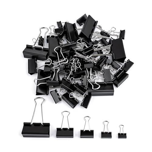Image of 78 Pcs Bulldog Clips, 15mm 19mm 25mm 32mm 51mm Metal Bull Dog Clipsset