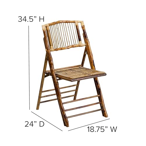 Flash Furniture Folding Bohemian Bamboo Chairs with Curved Backs, Modern Bamboo Folding Dining Chairs, 300 lb. Static Weight Capacity, Set of 4 - view 2