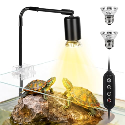 Hygger Zoo Reptile Heat Lamp 2x50W UVA/UVB, 360° Rotatable