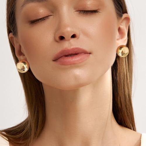 Gold Clip on Earrings Ball Drop Clip Earrings for Women Button Clip Earring Trendy Earrings for Women3