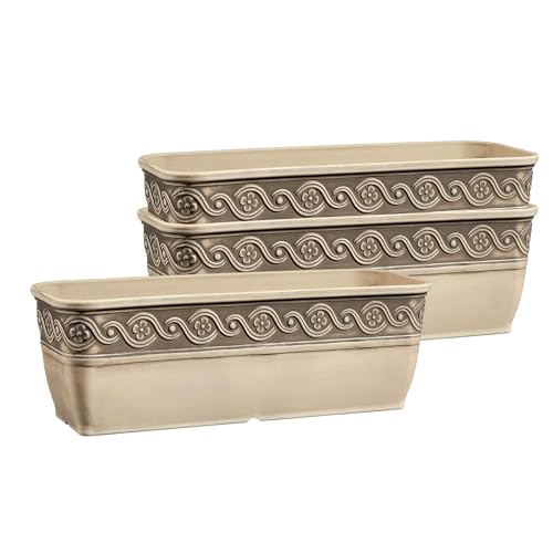 Classic Home and Garden 9411D-060 Corinthian Round Planter, 10", Ivory Ash