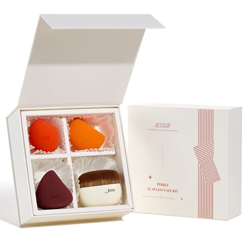 Jessup Makeup Brushes Set 14pcs Highend Makeup Gift Set for Women Include Foundation Concealer Blush Contour Powder Eye Shadow Brush, Makeup Sponge, Makeup Brush Cleaner and Towel, Pearl White T333