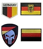 TAKONE Deutschland Patch Klett – 4er Set Gestickte Deutschland Flaggen Patches, Hochwertig und Langlebig – Für Kleidung, Rucksack, Weste, Uniform, Taktische Ausrüstung