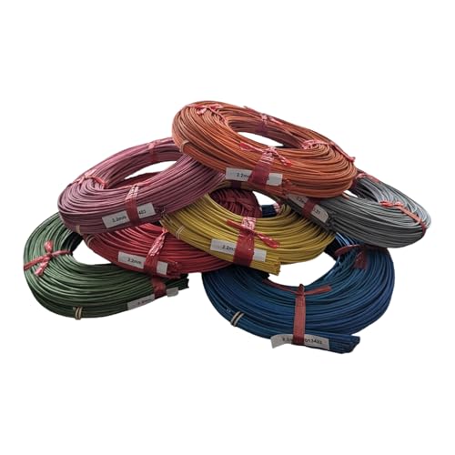 fitalia Peddigrohr gebündelt 7 Rollen a`250 gr. Farbe rosa, rot, blau, grün, gelb, orange, grau 2,2 mm