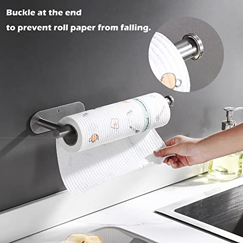 Foto von MORROLS Küchenrollenhalter Schrank Ohne Bohren Oder Bohrbar Zewa Rollenhalter Unter Schrank Bohren Edelstahl Unterschrank Papierrollenhalter Wand Selbstklebend Halterung,Kitchen roll Holder(Silber)