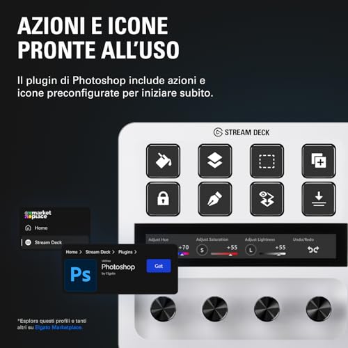Stream Deck + White, mixer audio, produzione live e controller da studio, per streaming, gaming, con striscia tattile personalizzabile, manopole e tasti LCD, compatibile con Mac, PC - Webcam - Immagine 2