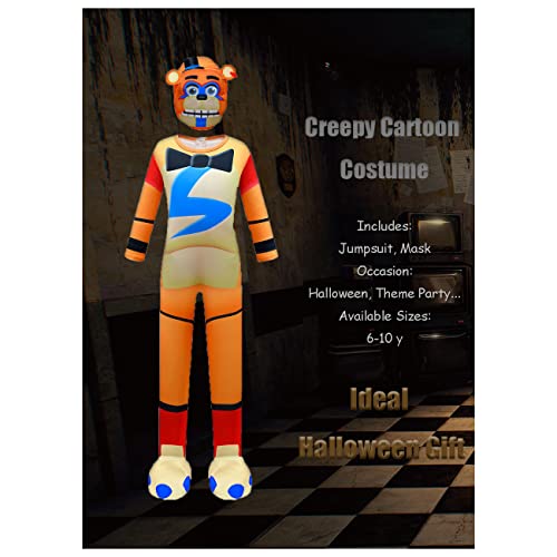 Boys Cosplay Jumpsuit Teen Kids Halloween Cartoon Costume Horror Dress Up Sets Bodysuit Role Play Game Outfits With Mask Birthday Party Gift 160Cm, Orange, 9-10Y #TOP1