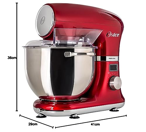 Oster Batedeira Planetária Digital, Bowl Inox, 5L, 110V, Vermelha, 1000W, OBAT911 glide