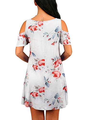 OFEEFAN Women's Cold Shoulder Tunic Top T-Shirt Swing Dress with Pockets - Image 5
