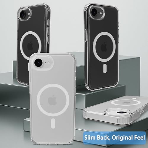 Image of Magnetic iPhone 16E /17e case,Compatible with Magsafe, Military-Grade Protection,Slim Translucent Matte Shockproof with Anti-Scratch Anti-Fingerprint Phone Cover (Transparent, iPhone 16E /17e)