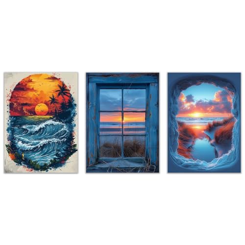 Tableau Oiseaux Volant Grotte Nature Beige Triptyque Grand Format
