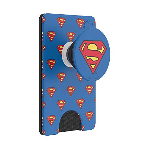 Image of PopSockets Adhesive Phone Wallet and Card Holder with Grip, Marvel - Superman Pattern