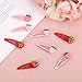 12pcs Strawberry Hair Clips, 3 Design Kawaii Pink Fun Hair Clips Cutecore Sweet Strawberry Fruit Snap Barrettes Cute Decorative Accessories for Toddler Little Girls Kids Women Gift